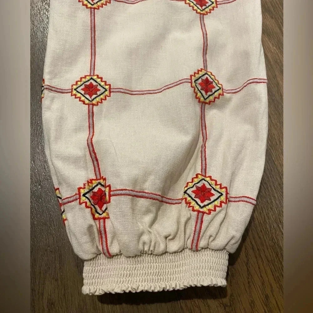 Anthropologie Seen Worn Kept Lattice Embroidered Jogger Liam Cream size Small - Picture 6 of 11